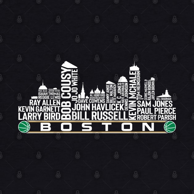 Boston Basketball Team All Time Legends, Boston City Skyline by Legend Skyline